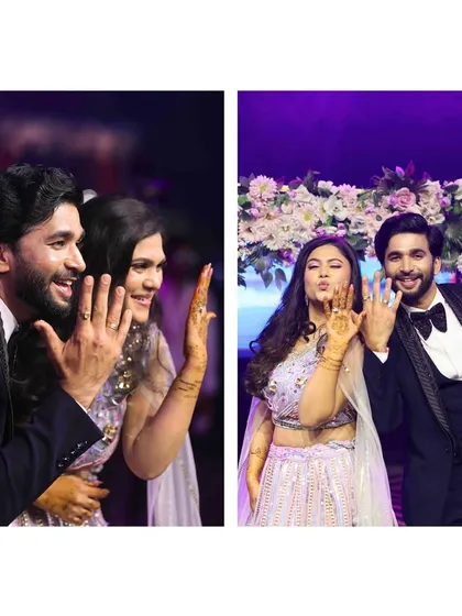 The ring ceremony is a promise of forever. We create a beautiful stage setup for this special moment, complete with floral decor and happy smiles.
