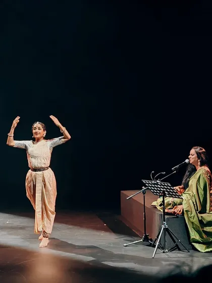 A performance still from 'Mandala'. The production has traveled to several cities, and with each show, the chemistry and conversation between the music and dance deepens.