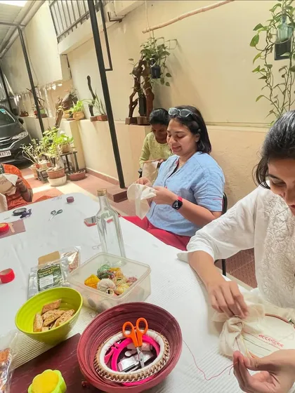 The Hand Embroidery Club in session at my studio. It is always a joy to see people from different walks of life connecting over their shared love for stitching. We talk, we create, and time just flies by.