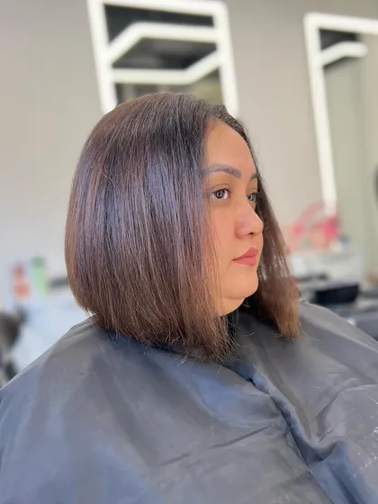 A sleek and smooth bob. This classic cut is timeless and always looks polished and put-together.