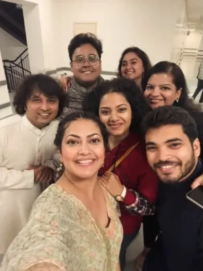 A wonderful group selfie after performing at the NMACC studio theatre with these incredible musicians.