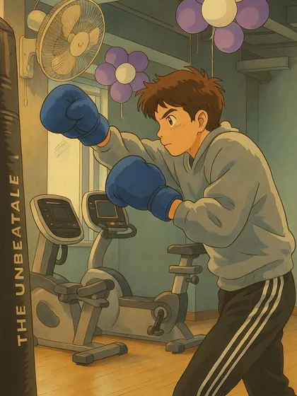 Hopping on the Ghibli trend! An anime-style illustration of a member boxing, showing our fun and trendy side.