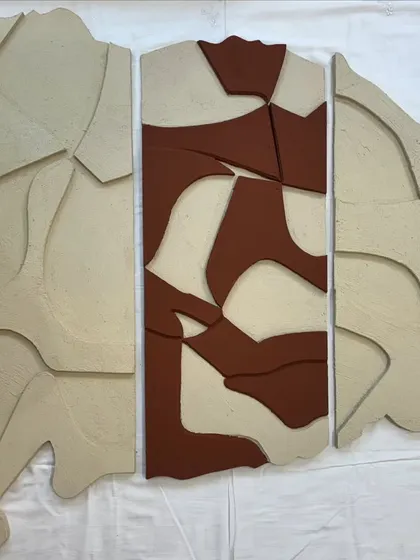 Another colorway for the modular art, this time with a rich terracotta. This allows for a high degree of customization to match any interior.