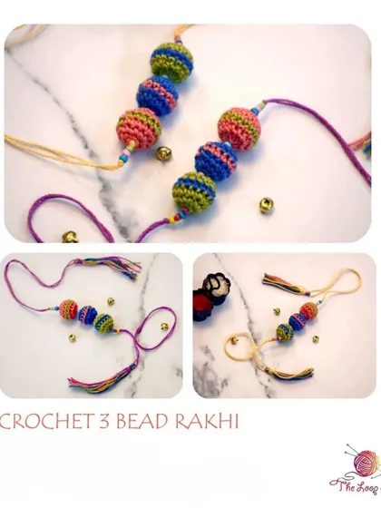 The Crochet 3-Bead Rakhi is a simple yet colorful design, perfect for celebrating the bond between siblings.