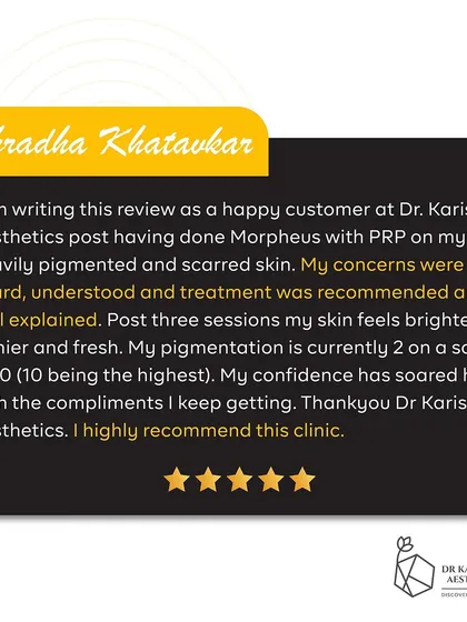 This testimonial highlights a patient's successful journey treating heavy pigmentation and scarring with a combination of Morpheus8 and PRP. My goal is to listen to your concerns, explain the treatment process clearly, and help you regain confidence in your skin.