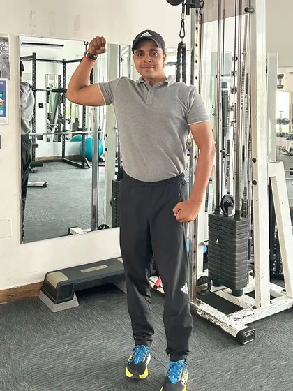 Feeling strong after a good workout. My goal is to help you feel this same sense of accomplishment in my Noida fitness classes.