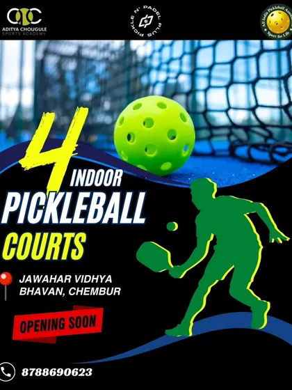Announcing four new indoor pickleball courts opening soon in Chembur. Now you can play your favorite sport no matter the weather.