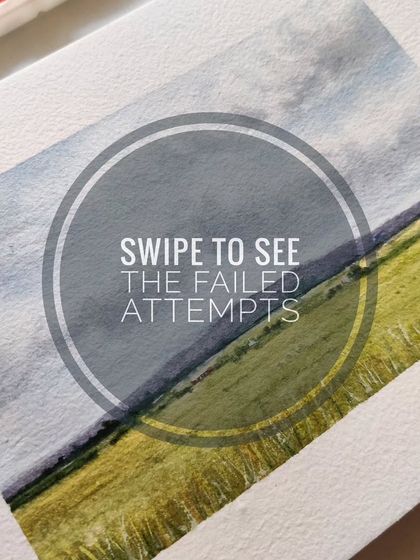 The journey of a painting. This post shows all my failed attempts and practice sketches before I got to the final version of this simple landscape. It's all part of the process.