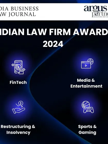 We are proud to have won the India Business Law Journal's 2024 Law Firm Awards for FinTech, Media & Entertainment, Restructuring & Insolvency, and Sports & Gaming, reflecting our diverse practice strengths.