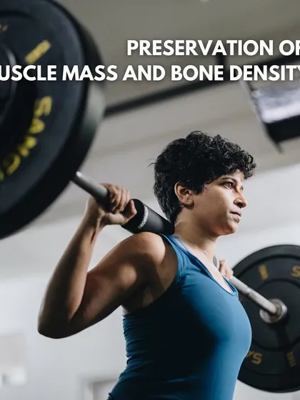 Strength training is a long-term investment in your health. This image captures the focus and determination that goes into building and preserving muscle mass and bone density. Our programs are designed not just for short-term goals, but for lifelong strength and vitality.