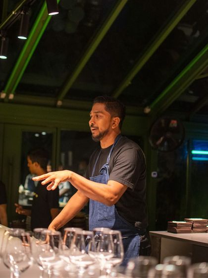Chef Jyoti Singh of The Second House, Goa, directing his team in our open kitchen. His calm, focused energy was palpable throughout the weekend.