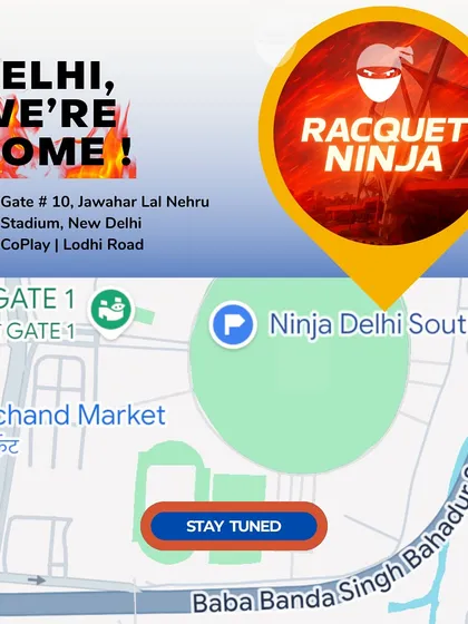 Delhi, we're home. A map showing the location of our new South Delhi center at the Jawaharlal Nehru Stadium.