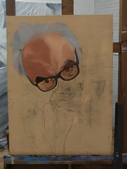 The beginning stages of another commissioned portrait. After the initial sketch, I start with the eyes, as they are the most important feature for capturing a person's soul.