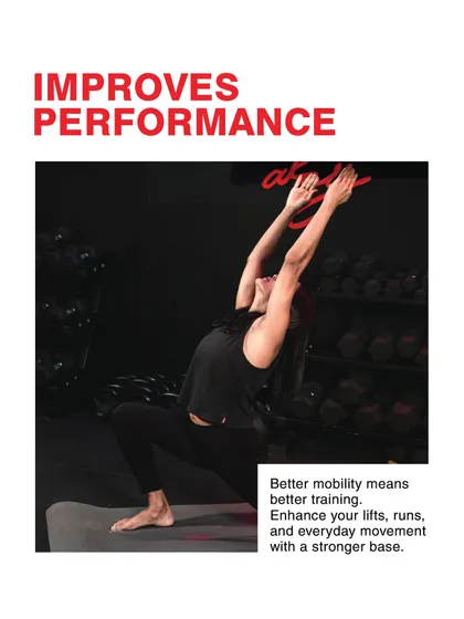 Better mobility means better training. Our recovery sessions are designed to build a stronger base, which directly enhances your performance in lifts, runs, and everyday movement.