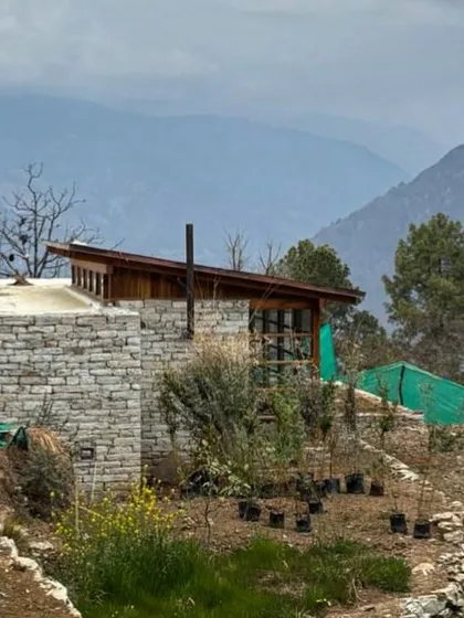 As gentle rains move in, we prepare for the landscape implementation at our Uttarakhand project. The design, created with our collaborators, uses native plants and shrubs to blend the home's footprint seamlessly with the surrounding agrarian terraces and forests.