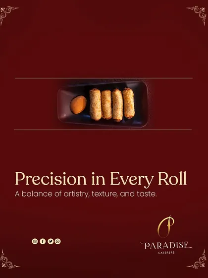 Precision in every roll. These crispy appetizers are crafted for a perfect balance of texture and taste, served with a complementary dipping sauce.