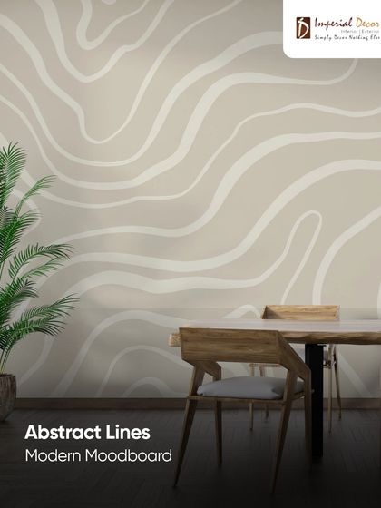 Abstract lines are a key part of a modern moodboard. This wallpaper uses gentle, flowing lines to create a sense of movement and artistry on the wall, perfect for a contemporary dining area.
