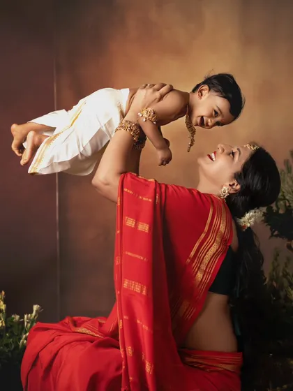 The bond between a mother and child is the purest form of love. My Yashodha and Krishna themed photoshoots are a beautiful, artistic way to celebrate this connection, creating a timeless piece of art for your family.