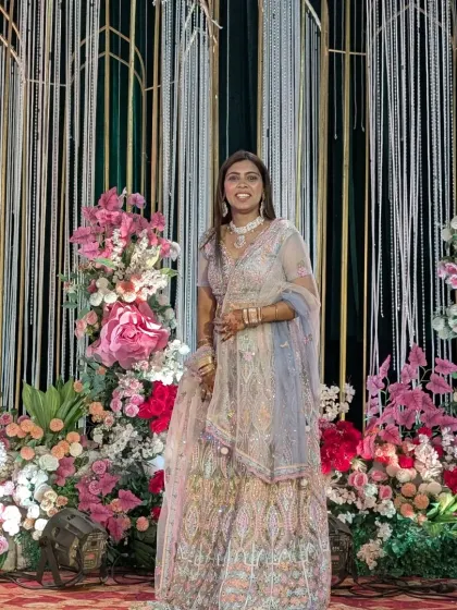 Soft, elegant, and utterly stunning. This multi-color pastel lehenga is a beautiful choice for an engagement, roka, or sangeet, blending contemporary style with traditional grace.