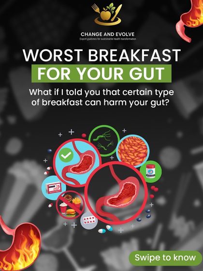 What if your breakfast is harming your gut? This graphic introduces some of the worst breakfast choices for gut health.
