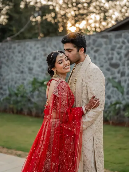 It's the quiet moments that often speak the loudest. We gently guided Tarun and Shivani into this tender pose, letting the soft light and their natural connection create a truly regal and timeless portrait.