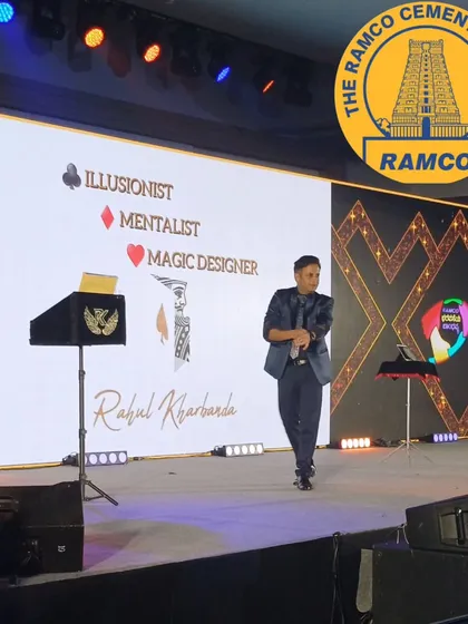 On stage at the Ramco Cements dealer's meet in Phuket. I combine my skills as an illusionist, mentalist, and magic designer to create a comprehensive entertainment experience.