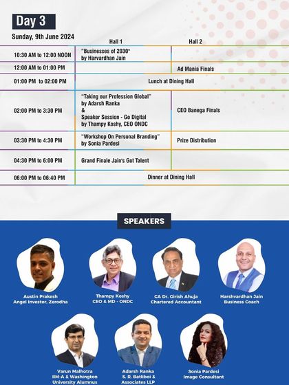 The official speaker lineup for the JPF National Conclave - JITO Growth Summit. I look forward to conducting a workshop on personal branding for this power-packed event.