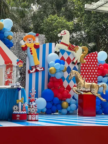 Step right up to a world of wonder. This carnival-themed birthday was a blast of color and energy, complete with circus stripes, carousel horses, and playful props that captured the joy and excitement of a classic carnival.