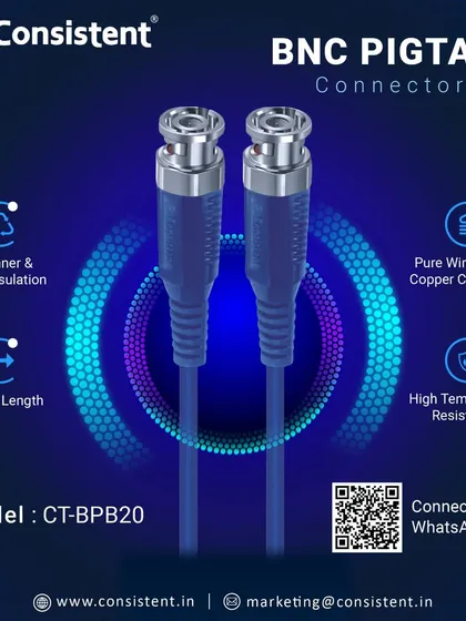 This BNC Pigtail Connector is designed for superior performance in CCTV systems. It features a pure wire grade copper conductor and high-temperature resistance, ensuring a durable and reliable video signal transmission.