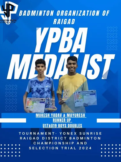 Mukkesh Yadav and Mayuresh Sonawane, runners-up in both U17 & U19 Boys Doubles at the Raigad District Championship. Their consistency is commendable.