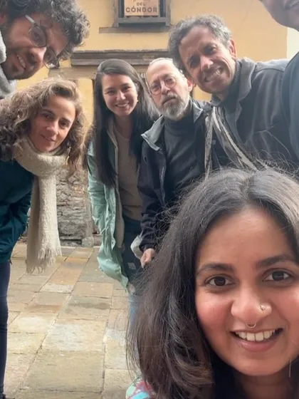 A trip to remember! A group selfie with my amazing band and friends in Bogotá. These are the cherished moments on the road that make us a family.