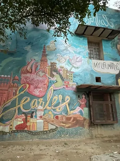 A vibrant mural in Lodhi Art District. While my focus is historical, I also appreciate and discuss how Delhi's contemporary artists engage with the city's public spaces and social issues.