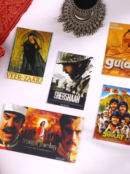 Bollywood movie posters from the Indian Aesthetics kit, perfect for any film buff.