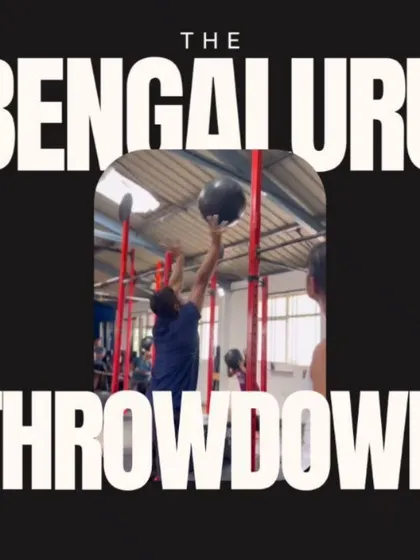 A graphic featuring a wallball shot, part of our announcement for The Bengaluru Throwdown.