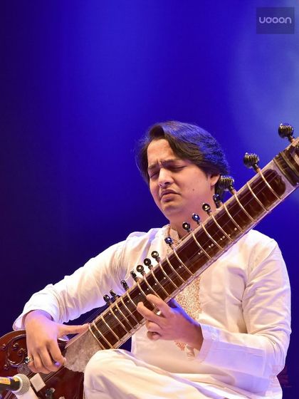 Deep in concentration, exploring the nuances of a raga at the "Udaan" festival. These are the moments of pure musical exploration that I cherish.