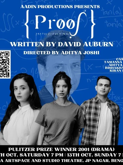A poster for the Pulitzer Prize winning drama "PROOF," a story about a young woman dealing with the legacy of her brilliant but unstable mathematician father.