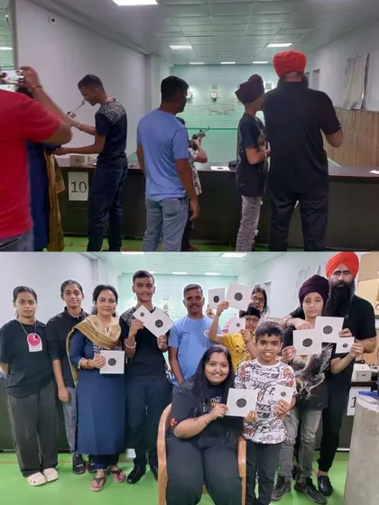 A collage showing campers at the Karnala Sports Academy in Panvel. It features both action shots of them learning and a group photo celebrating their completion of the camp.