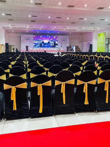 For corporate clients, professionalism is key. Here is the main hall for the International Conference of Physical Therapy, with hundreds of seats perfectly arranged, showcasing our ability to deliver clean, large-scale conference setups.