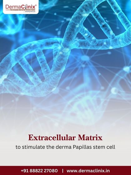 We use Extracellular Matrix to stimulate the derma papilla stem cells. This provides a scaffold for tissue regeneration and supports the hair growth cycle.