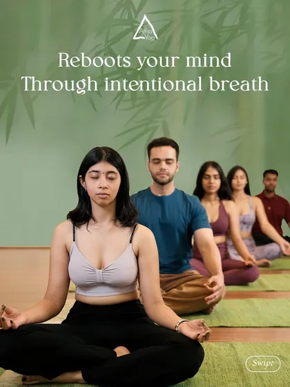 Sometimes the most powerful movement is stillness. Here, our students are finding their center through intentional breath and meditation in our Indiranagar studio. This is a core part of our practice, helping to reboot the mind and find calm amidst the chaos.