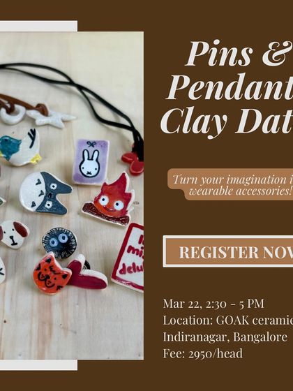 This workshop is all about creating your own custom ceramic pins and pendants. It's a fun, hands-on session where you can design and make unique accessories to wear or gift.