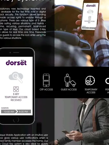 Granting access to guests or service staff is simple and secure with the Dorset E-Key system. We enable you to send temporary, time-sliced, or permanent access rights directly from your smartphone, eliminating the need to share physical keys or be present for entry.