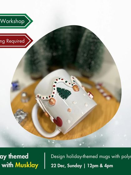 A special pre-booking workshop for Christmas involved designing festive mugs with polymer clay, a perfect handmade gift for the holiday season.