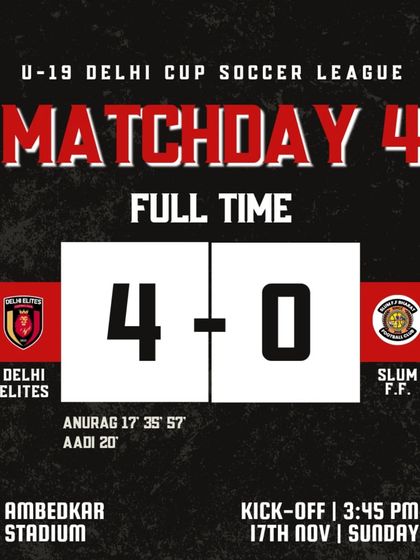 A 4-0 victory on Matchday 4 of the U-19 Delhi Cup Soccer League.