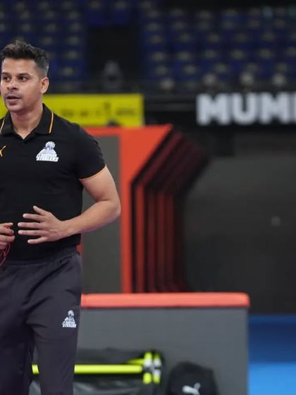 On the mat in Mumbai. The arena is empty now, but the preparation is in full swing for the upcoming match.