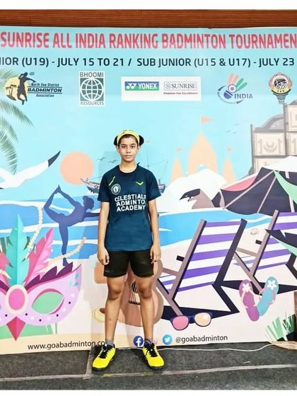 Our player Prasidhi Gupta at the All India sub-junior ranking tournament in Goa. She successfully qualified for the main draw, ranking among the top 64 players in India in her category.