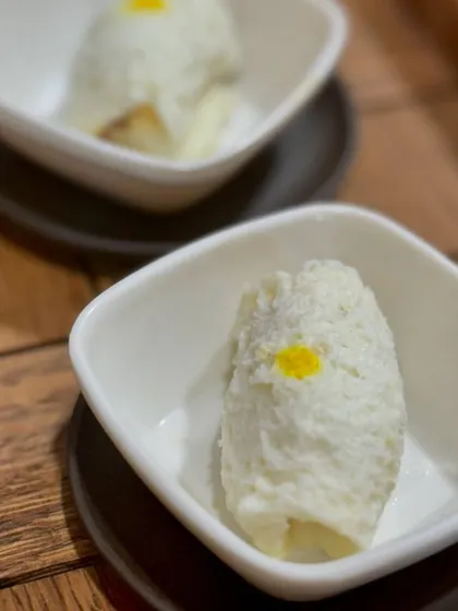 A close up of my Chena Roll, highlighting its soft, spongy texture. This traditional Bengali delicacy is a light and satisfying dessert that is always a hit with guests.