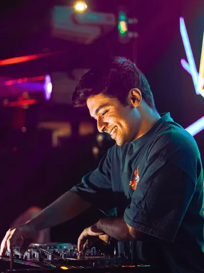A smile of pure joy while mixing. This is what it looks like when I'm completely lost in the music and the moment.