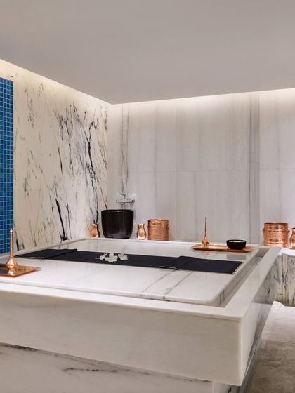 The heart of my spa is the Hammam room, a space of marble and tranquility. This is where the ancient cleansing rituals take place, offering a sanctuary for detoxification and profound relaxation.