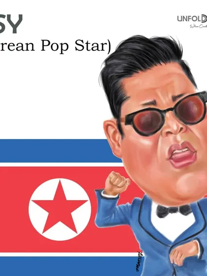 A caricature of Korean Pop Star PSY of "Gangnam Style" fame.